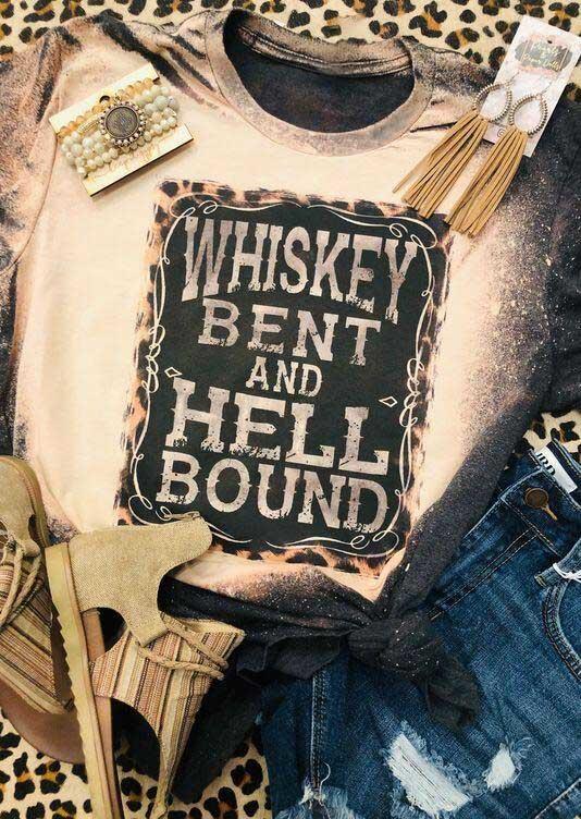 T-shirts Tees Whiskey Bent And Hell Bound Bleached T-Shirt Tee - Dark Grey in Gray. Size: L
