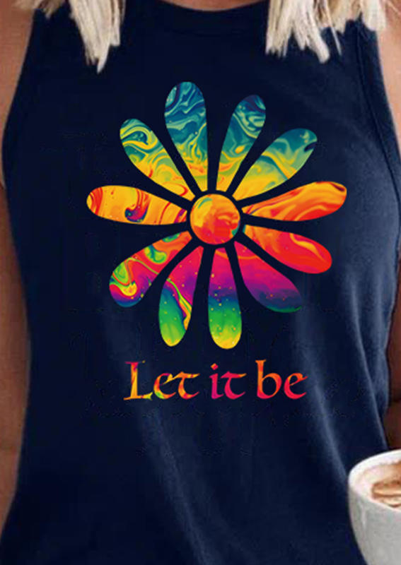 

Tank Tops Let It Be Daisy Tie Dye Tank Top in Navy Blue. Size