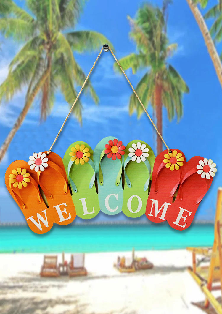 

Welcome Daisy Flip Flops Pendant Ornament in Multicolor. Size