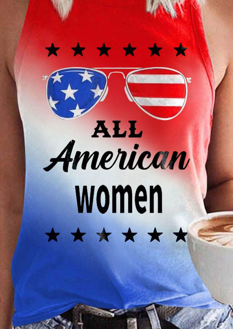 All American Women Gradient Star Glasses Tank