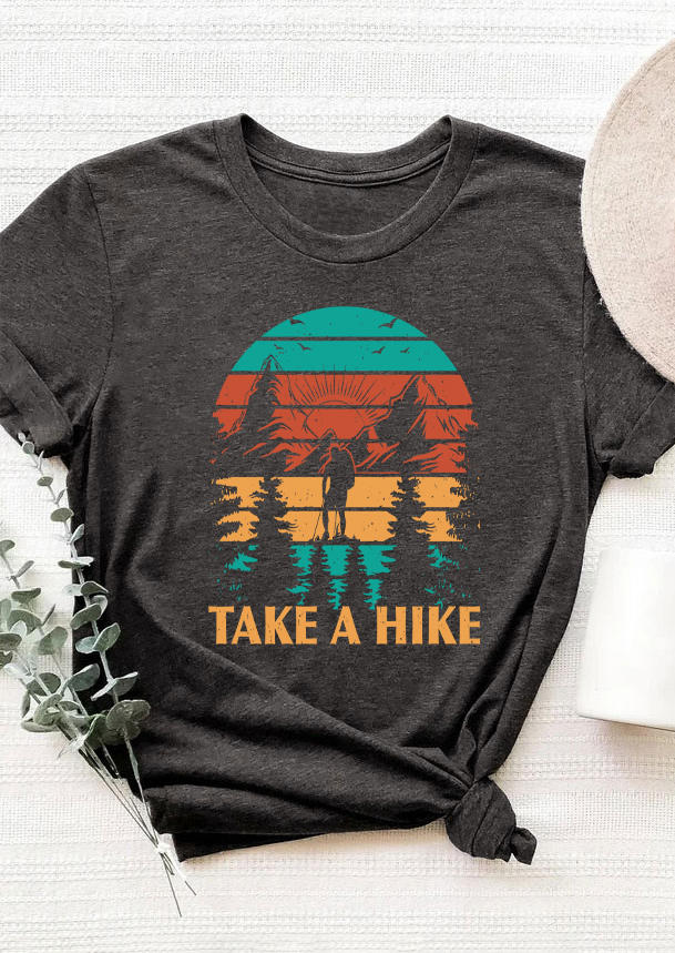 T-shirts Tees Take A Hike O-Neck T-Shirt Tee - Dark Grey in Gray. Size: L,M,S,XL