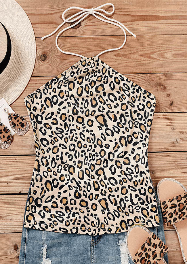 Leopard Halter Tie Camisole