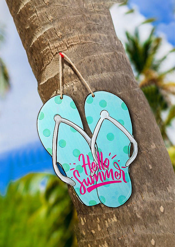 

Hello Summer Slippers Decoration Ornament in Multicolor. Size