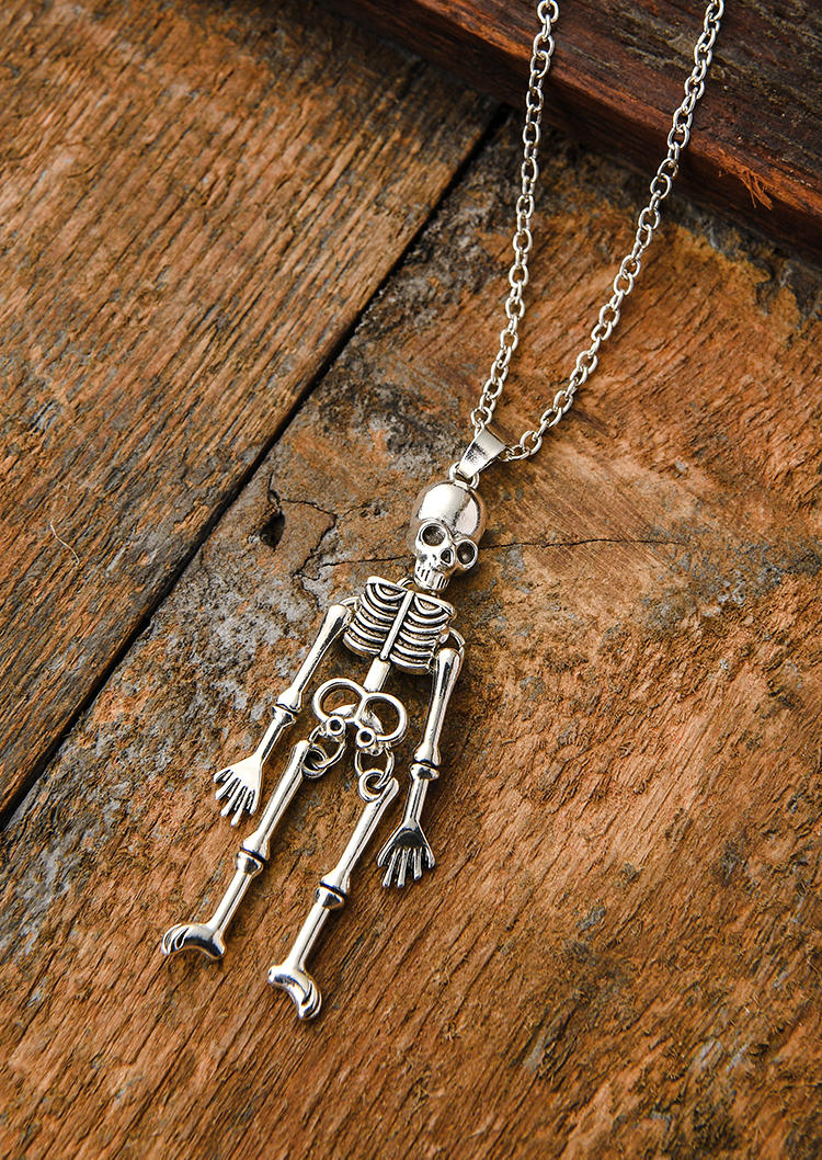 Necklaces Skeleton Alloy Pendant Necklace in Black,Silver. Size: One Size