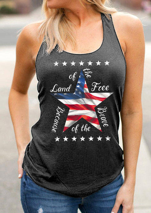 Land Of The Free Because Of The Brave Racerback Tank - Dark Grey