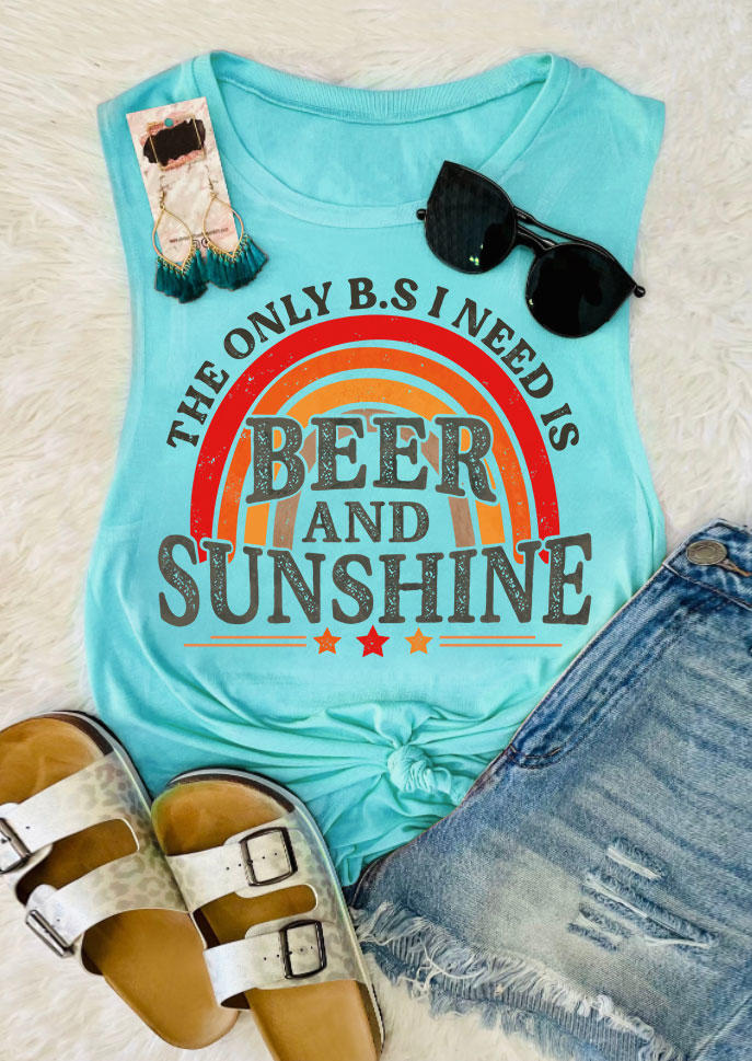 

Tank Tops The Only B.S I Need Is Beer And Sunshine Rainbow Tank Top - Cyan in Blue. Size