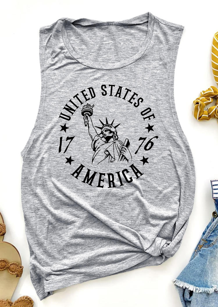 Tank Tops United States Of American 1776 Tank Top in Gray. Size: L,M