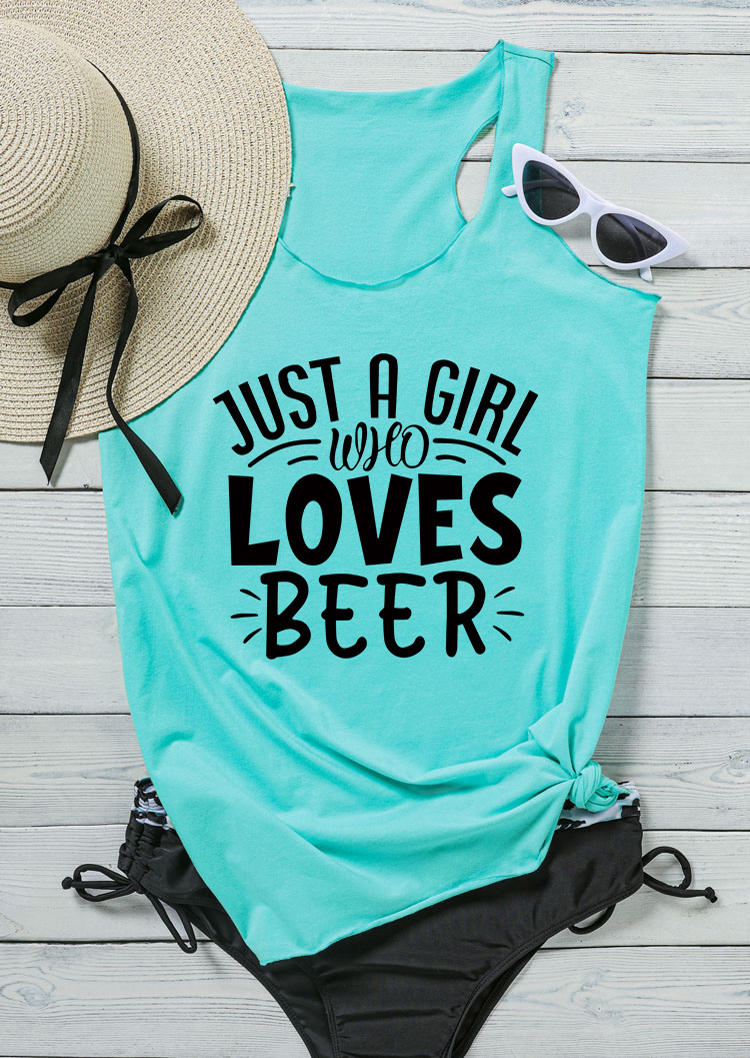 

Tank Tops Just A Girl Who Loves Beer Racerback Tank Top in Cyan. Size