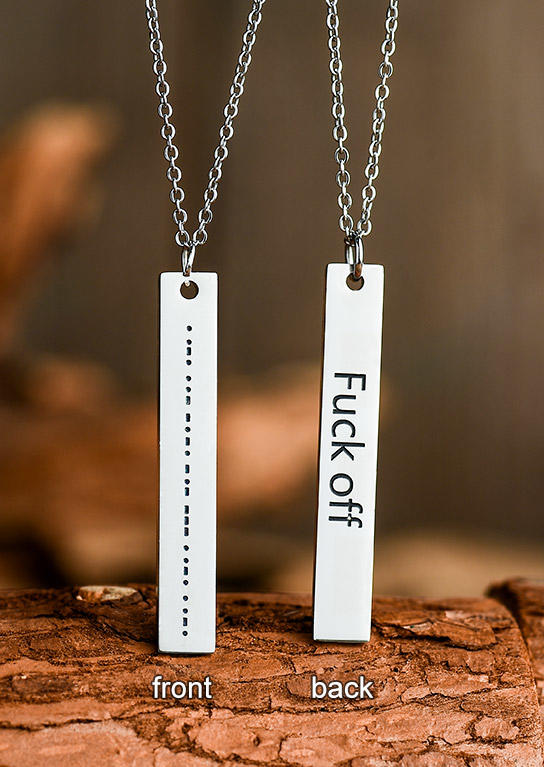 Necklaces 1 Piece Morse Code Letter Pendant Necklace in Silver. Size: One Size