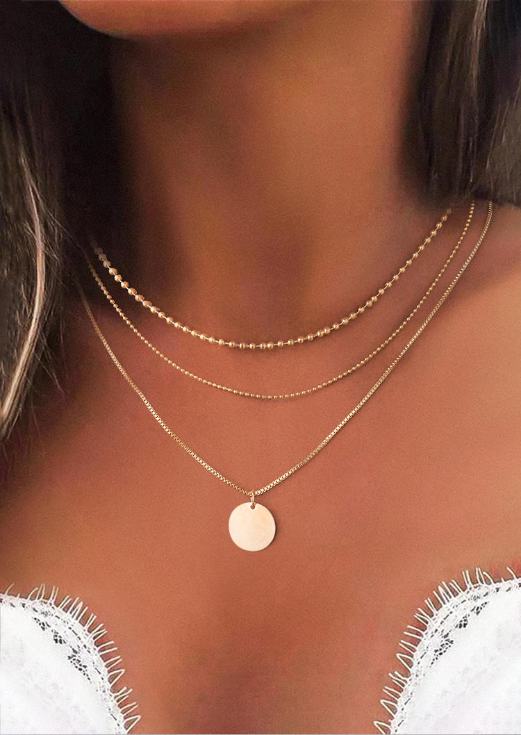 

Necklaces Disc Coin Multi-Layered Pendant Necklace in Gold. Size