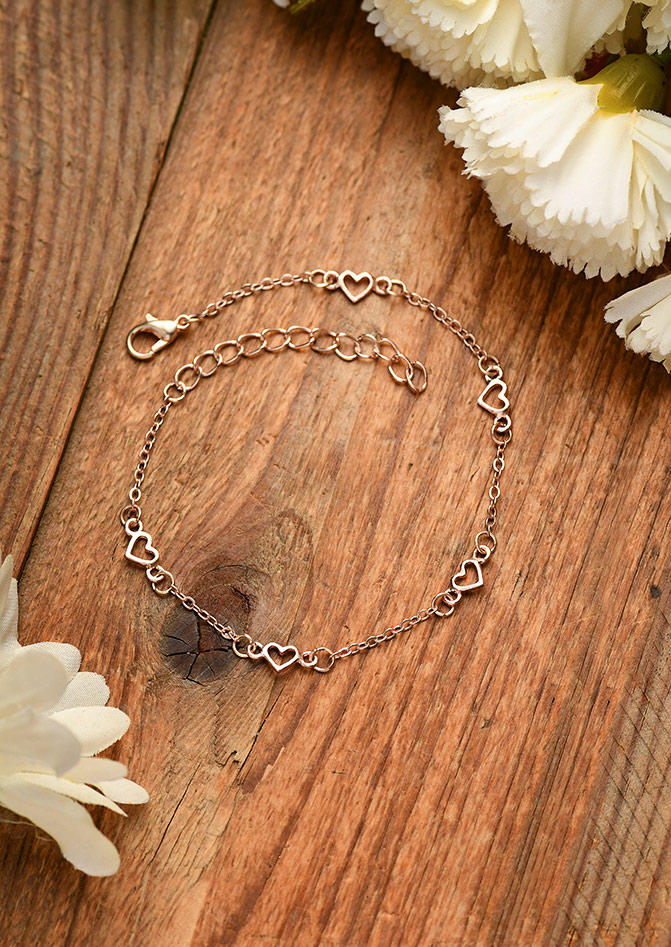 

Body Jewelry Heart Hollow Out Alloy Anklet in Gold. Size