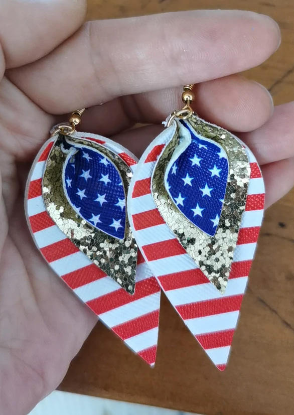 

Earrings Sequined American Flag Multi-Layered Earrings in Multicolor. Size