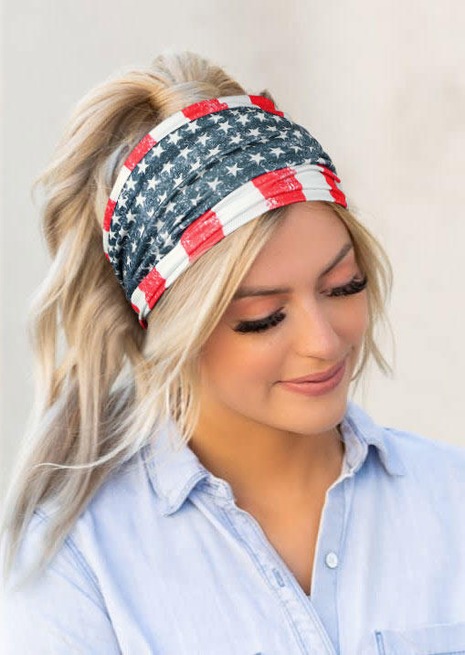 American Flag Star Yoga Wide Headband