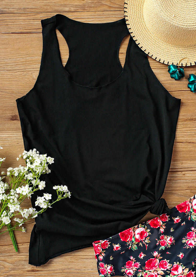 

Tank Tops O-Neck Casual Racerback Tank Top in Black. Size: ,3XL