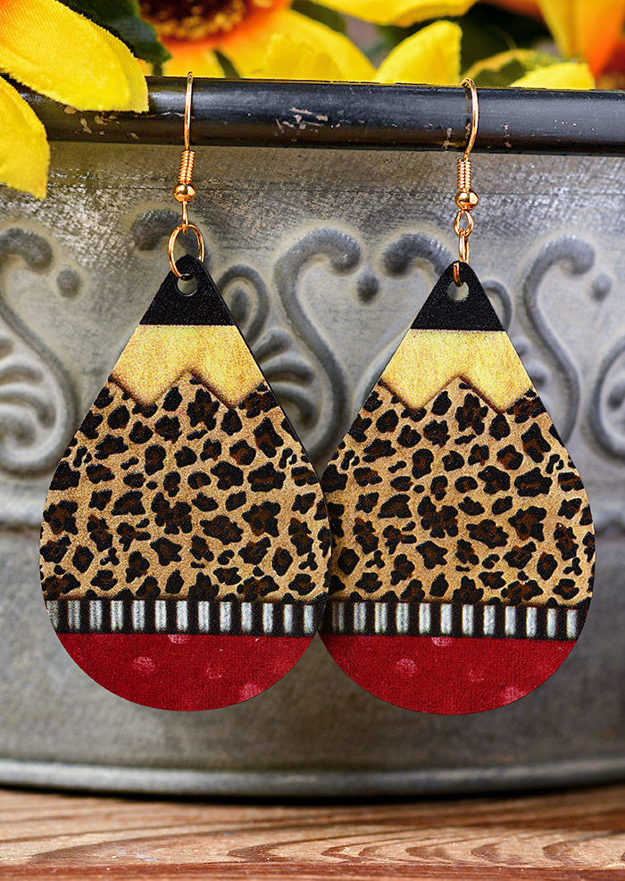 

Earrings Leopard Striped Polka Dot Water Drop Earrings in Multicolor. Size