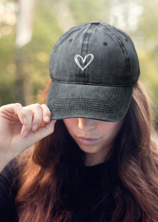 

Hats Heart Casual Baseball Cap - Dark Grey in Gray. Size