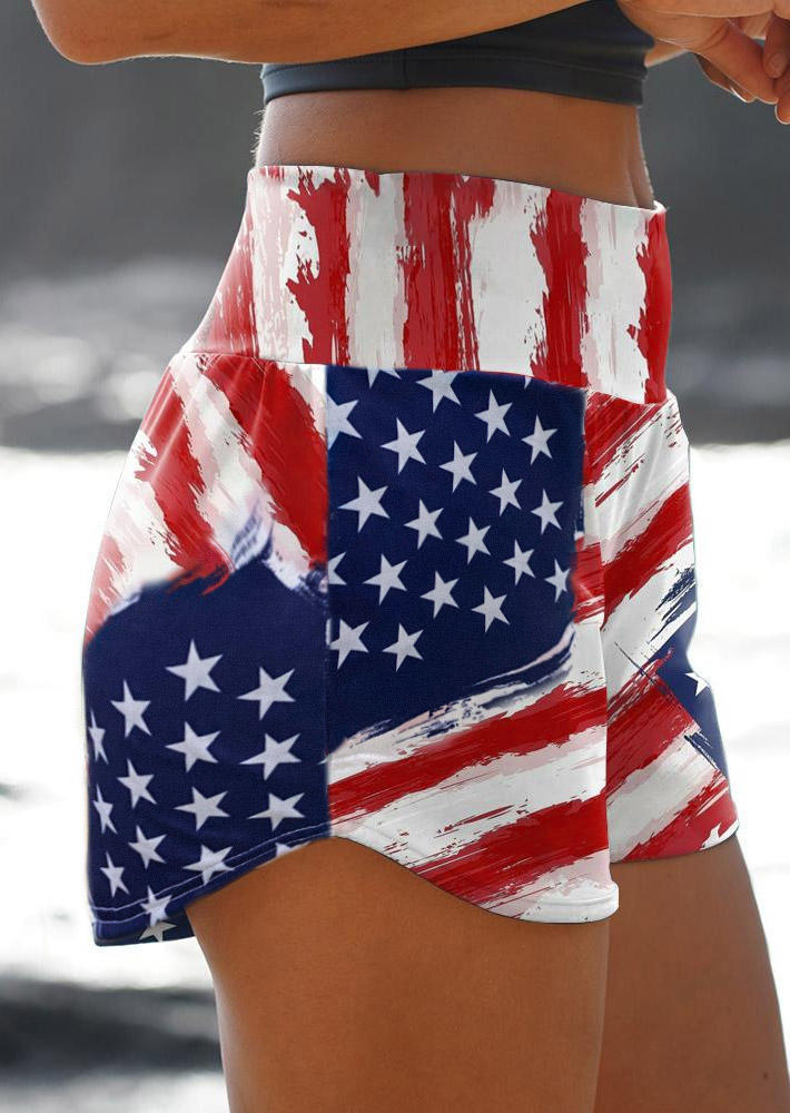 American Flag Star Casual Shorts - White SCM001730