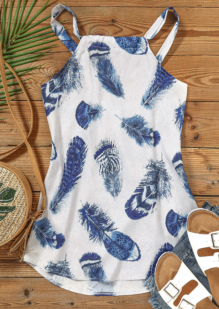 

Tank Tops Ethnic Feather Casual Camisole in White. Size