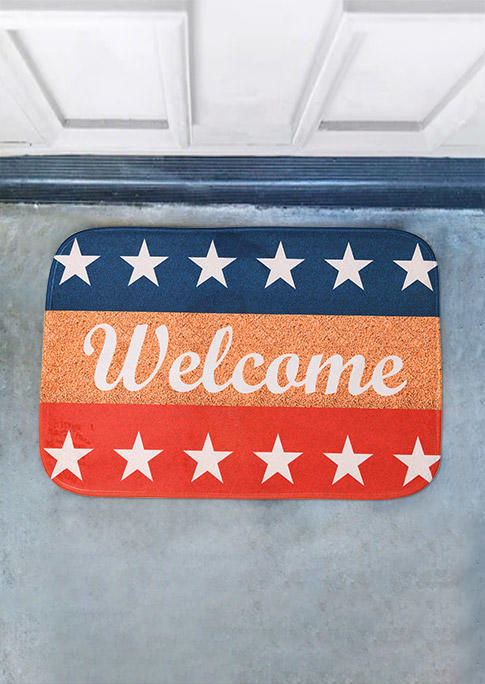 

Welcome Color Block Star Non-Slip Carpet in Multicolor. Size