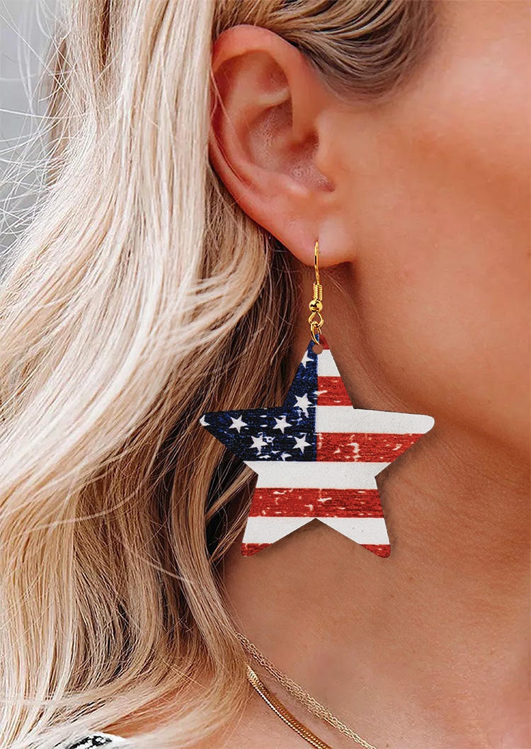 

Earrings American Flag Star Hook Earrings in Multicolor. Size
