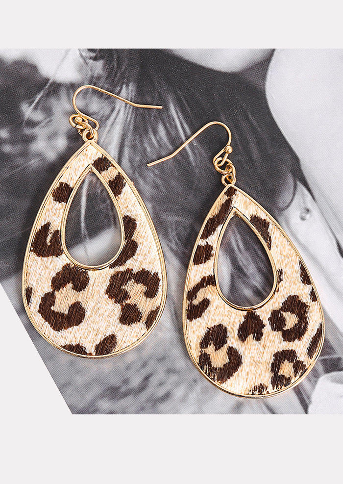 Earrings Leopard Hollow Out Water Drop Earrings in Multicolor. Size: One Size