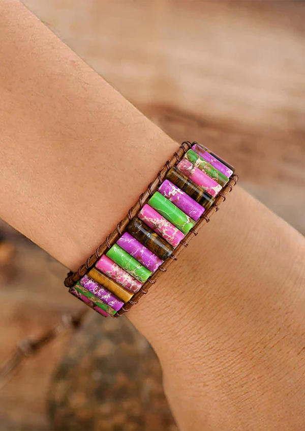 

Bracelet Bohemian Sunflower Colorful Stone Bracelet in Multicolor. Size