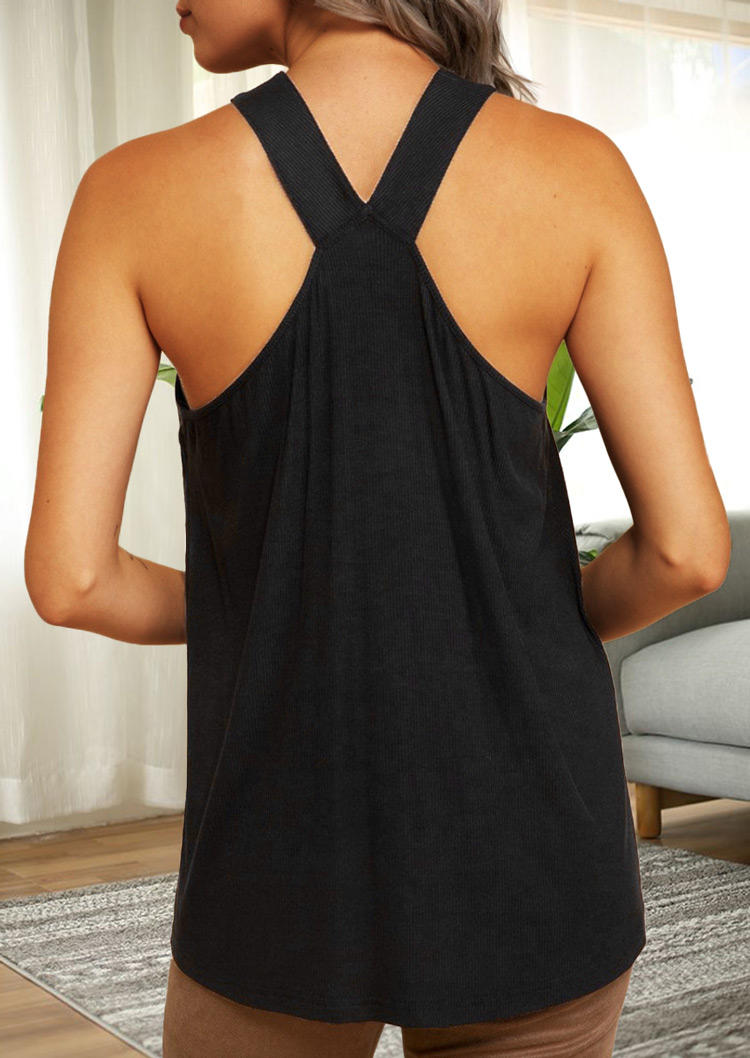 

Tank Tops Criss-Cross Open Back Tank Top in Black. Size