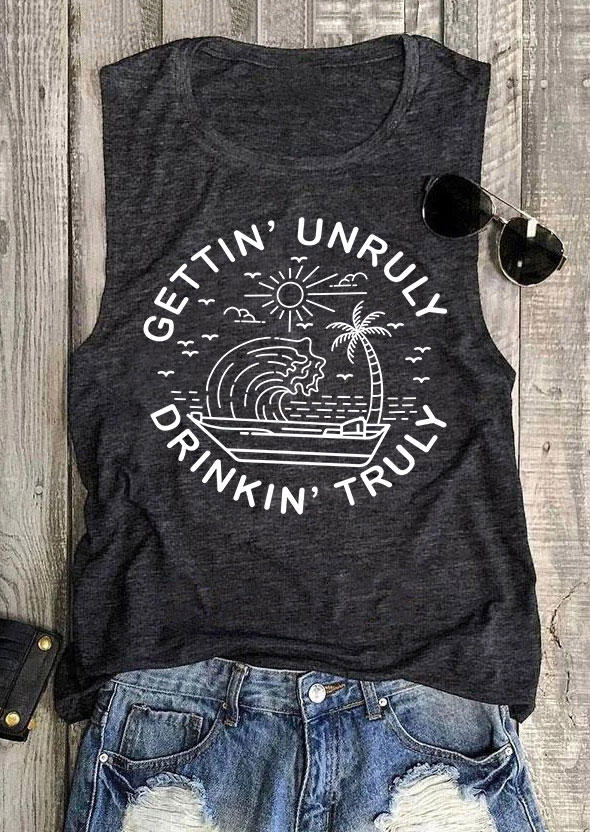 

Tank Tops Gettin' Unruly Drinkin' Truly Tank Top in Dark Grey. Size