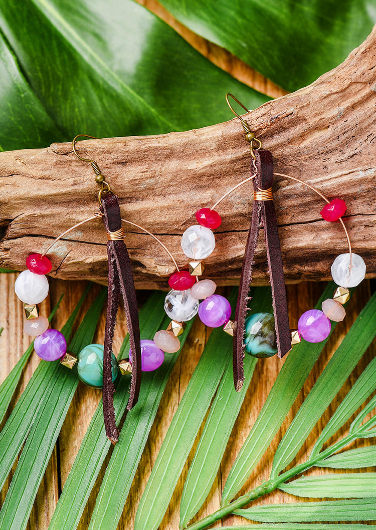 

Earrings Colorful Beading Hook Alloy Earrings in Multicolor. Size