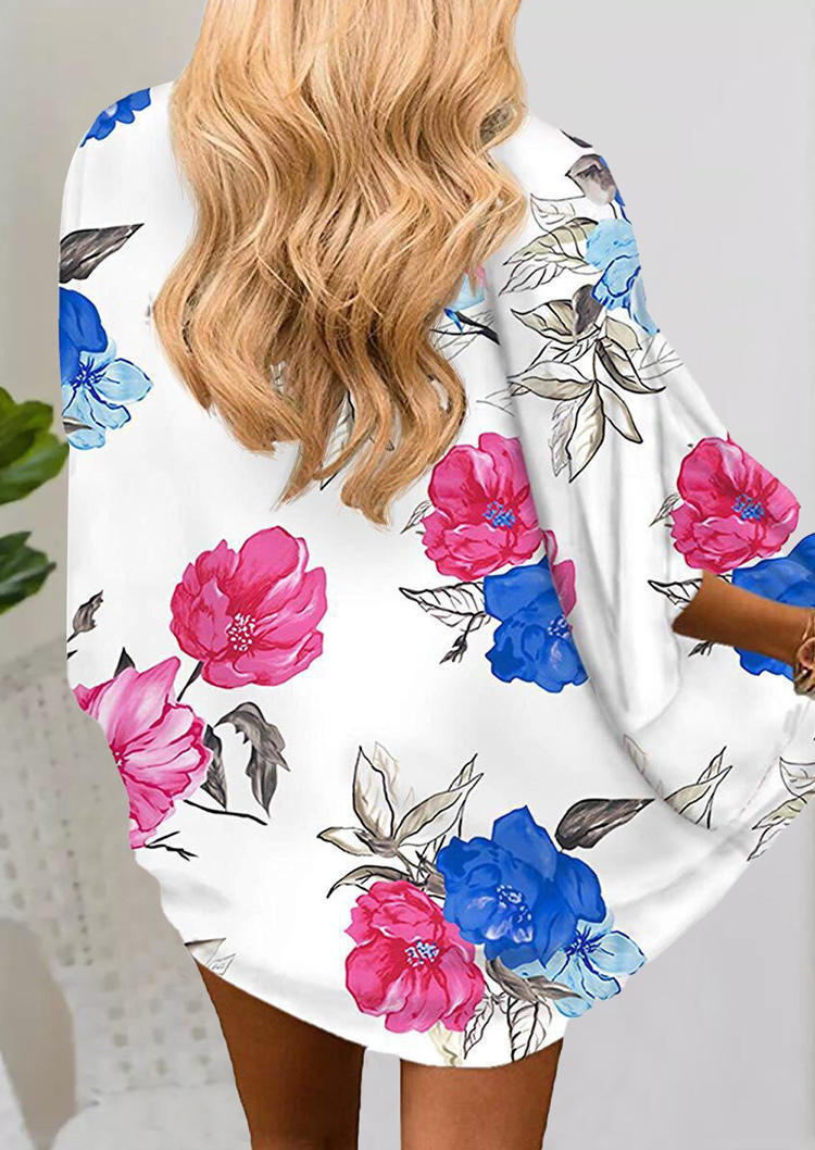 

Cardigans Floral Three Quarter Batwing Sleeve Cardigan in Multicolor. Size