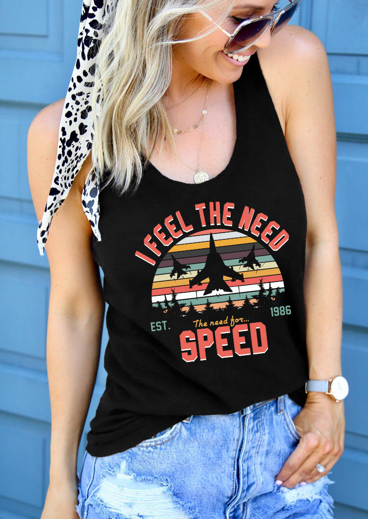 I Feel The Need The Need For Speed Racerback Tank - Black