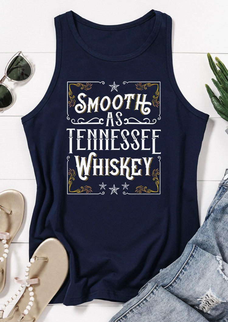 Tank Tops Smooth As Tennessee Whiskey Tank Top in Navy Blue. Size: S,M,L,XL
