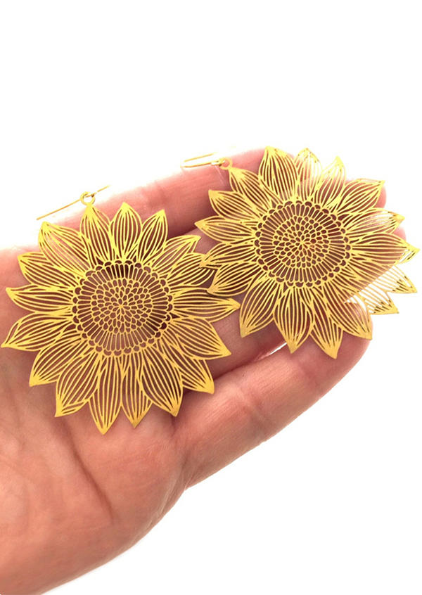 Sunflower Hollow Out Alloy Earrings