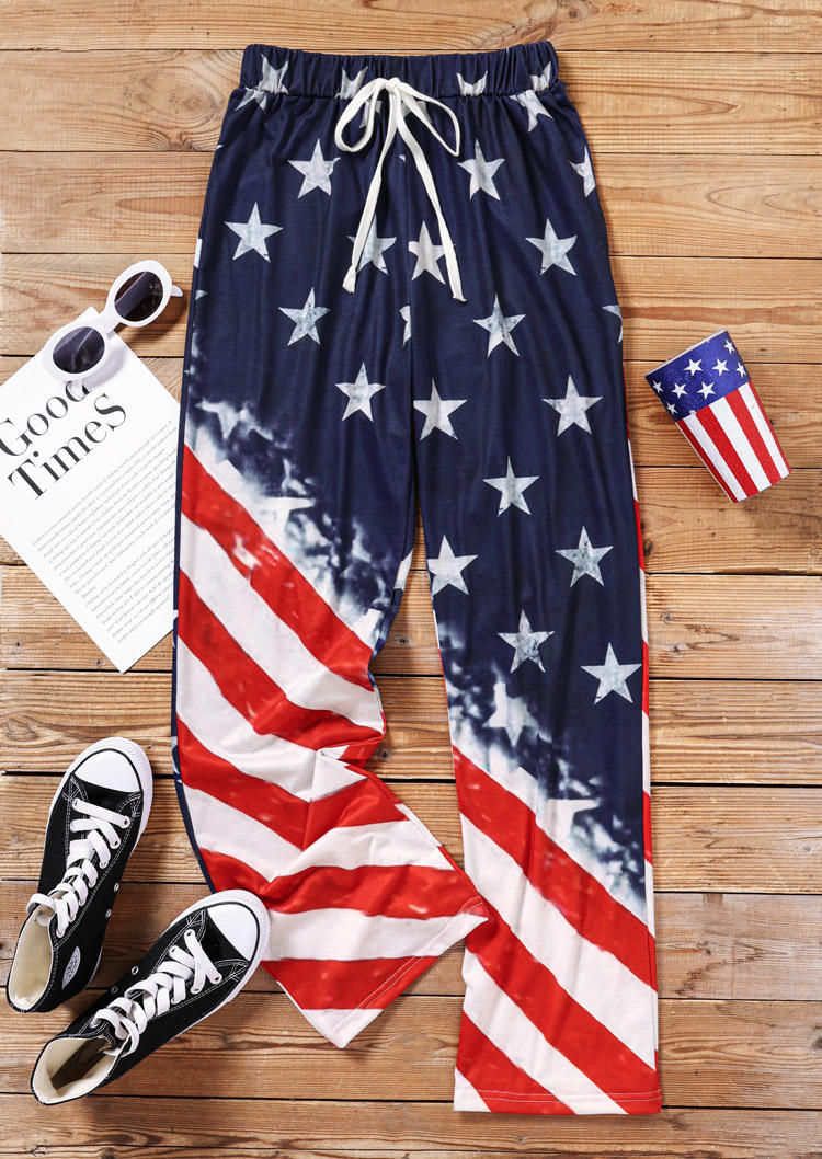 

Pants American Flag Star Wide Leg Pants in Multicolor. Size