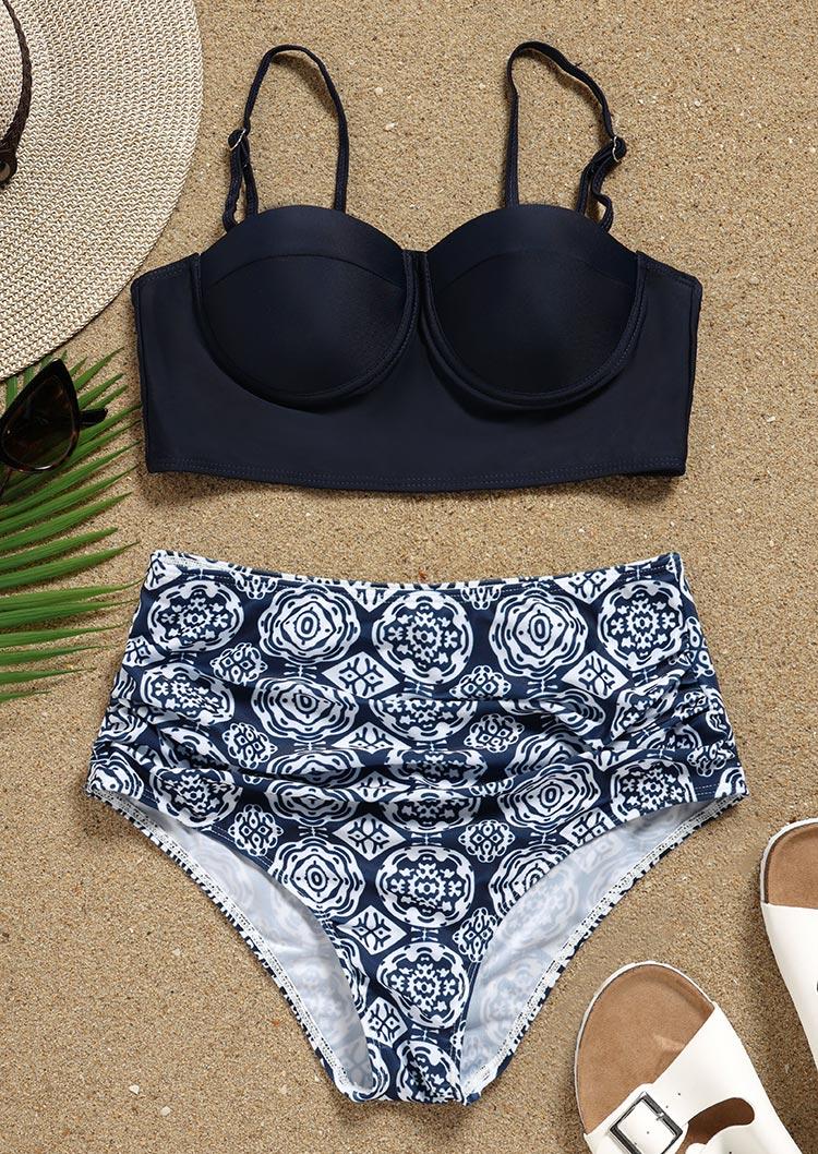 

Bikini Sets Ethnic Spaghetti Strap Bikini Set in Blue. Size: ,L,XL