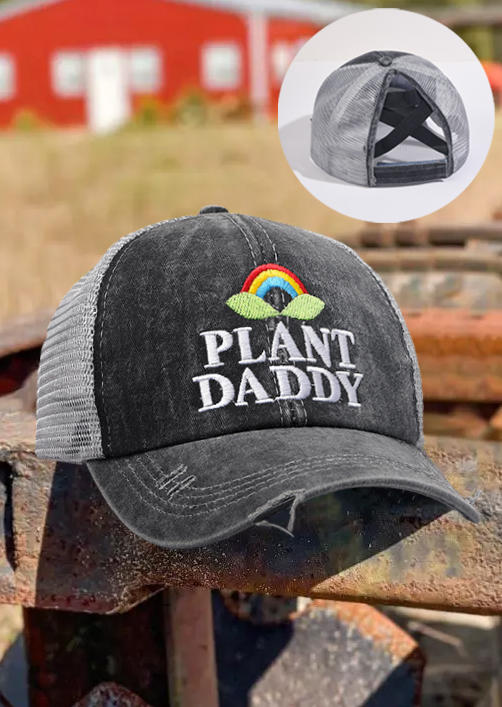 Hats Plant Daddy Leaf Rainbow Embroidery Frayed Baseball Cap in Multicolor. Size: One Size