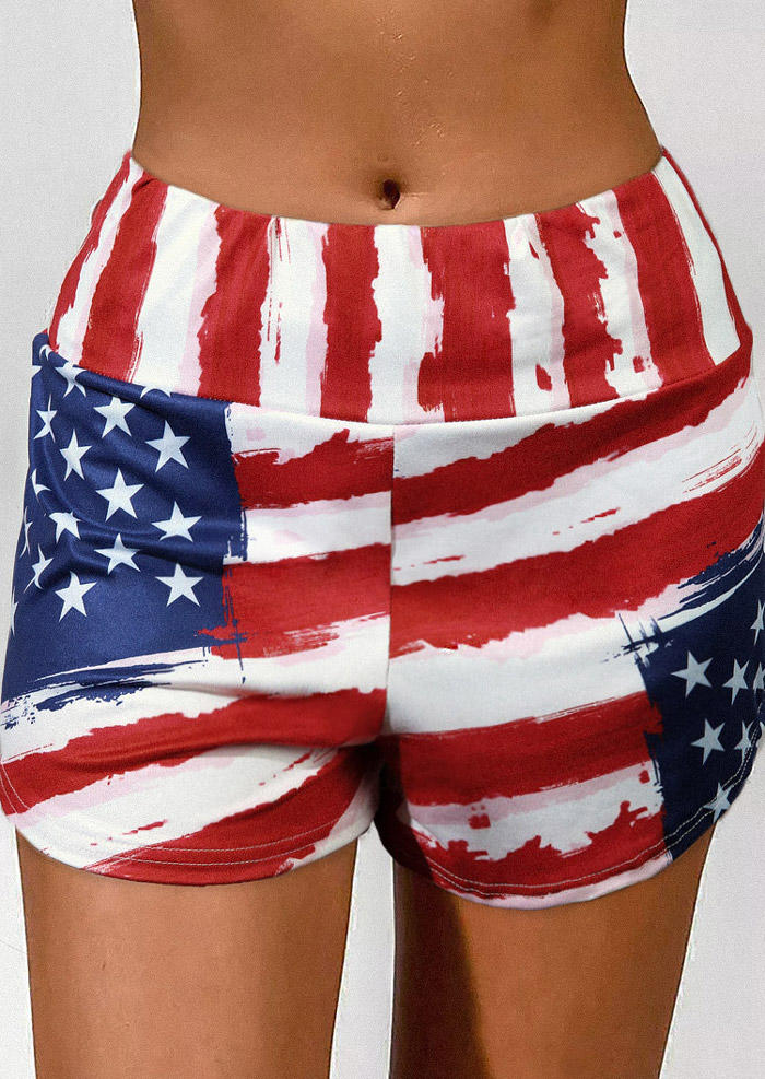 Shorts American Flag Star Casual Shorts in White. Size: M,L,XL