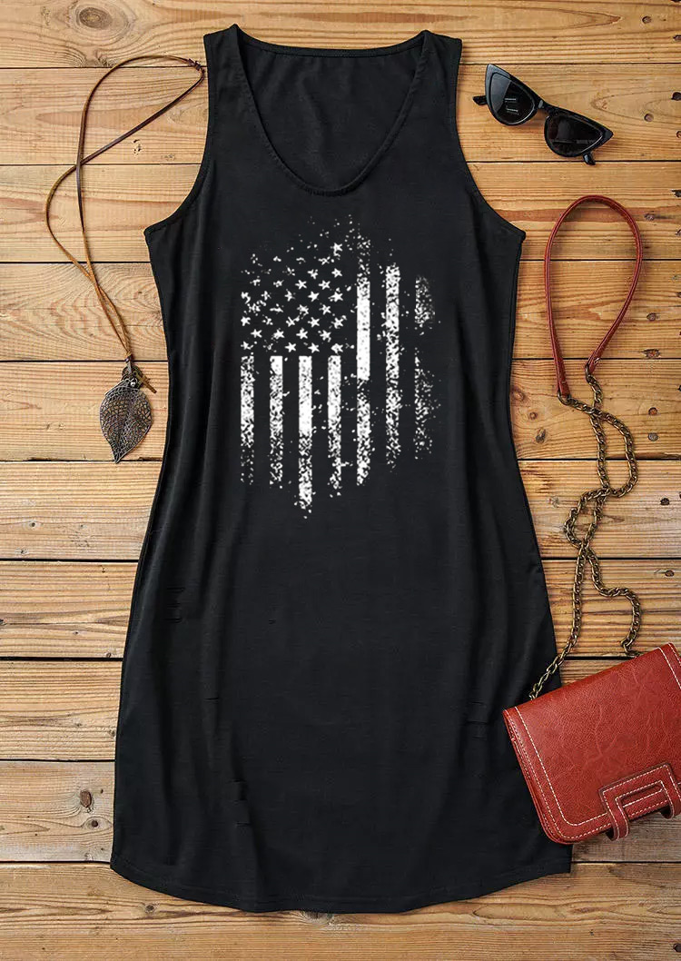

Mini Dresses American Flag Sleeveless Mini Dress in Black. Size: ,M