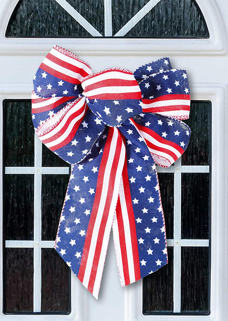 American Flag Bowknot Ornament in Multicolor. Size: One Size