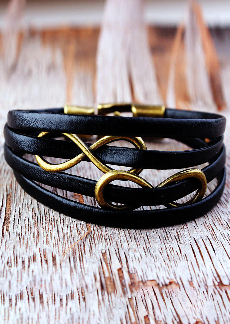 Double Infinite PU Leather Multi-Layered Bracelet
