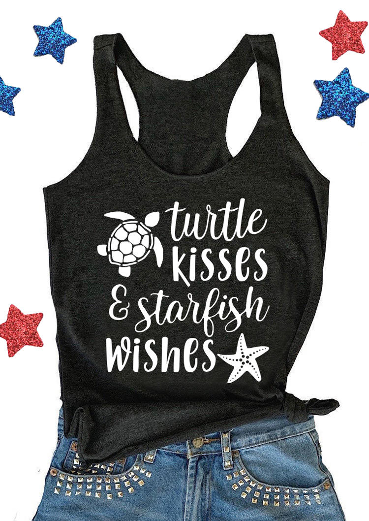 

Tank Tops Turtle Kisses & Starfish Wishes Racerback Tank Top in Black. Size