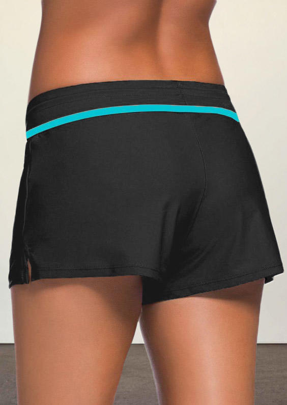 Bikini Sets Color Block Drawstring Elastic Waist Swimming Shorts in Black. Size: S,M,L,XL