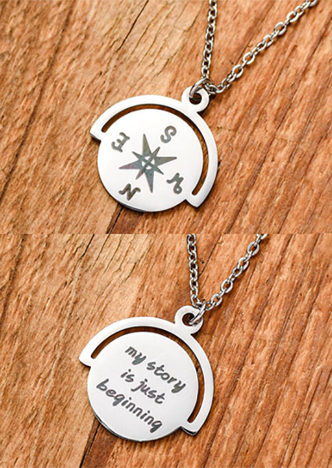 

Necklaces Compass My Story Is Just Beginning Pendant Necklace in Silver. Size