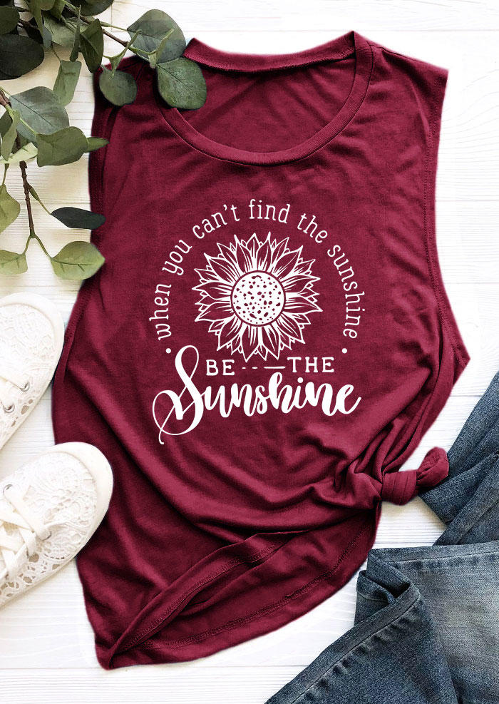 

Tank Tops When You Can't Find The Sunshine Be The Sunshine Tank Top in Burgundy. Size