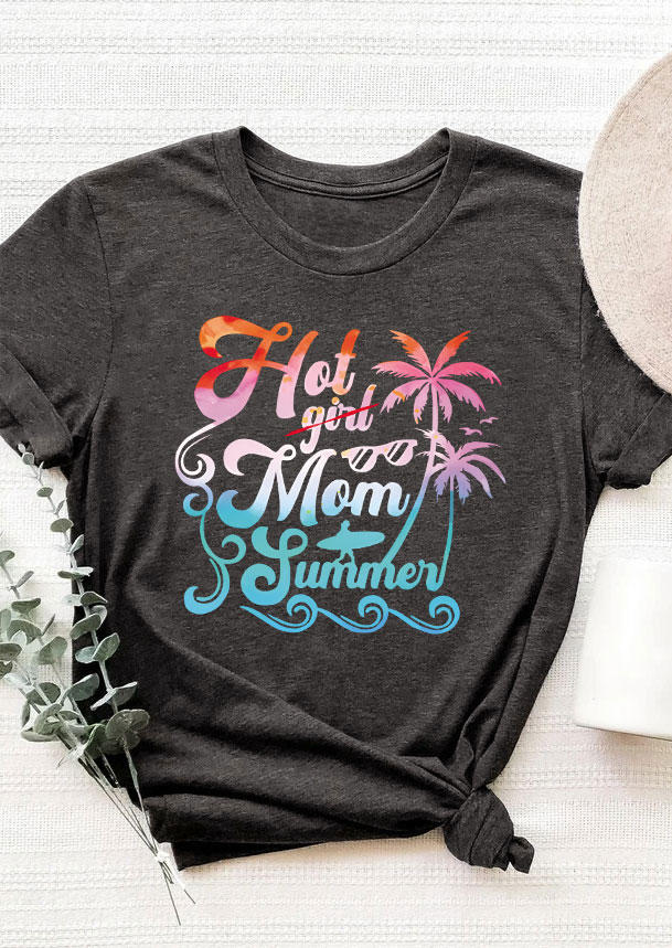 

T-shirts Tees Hot Mom Summer Coconut Tree Gradient T-Shirt Tee in Dark Grey. Size