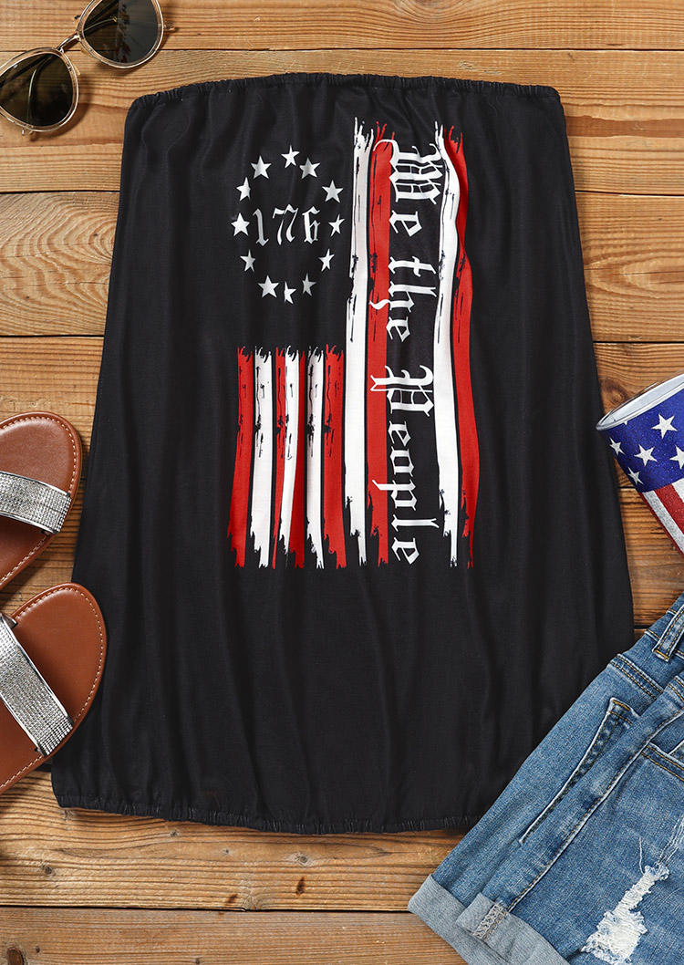 We The People 1776 Strapless Bandeau Tank - Black