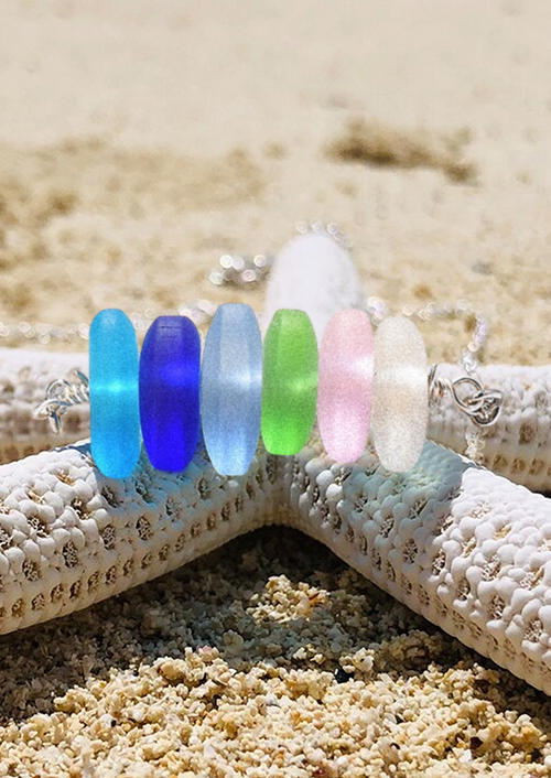 

Necklaces Colorful Glass Alloy Necklace in Silver. Size
