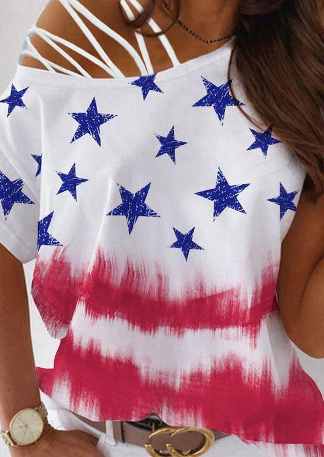 

Blouses American Flag Criss-Cross Blouse in Multicolor. Size