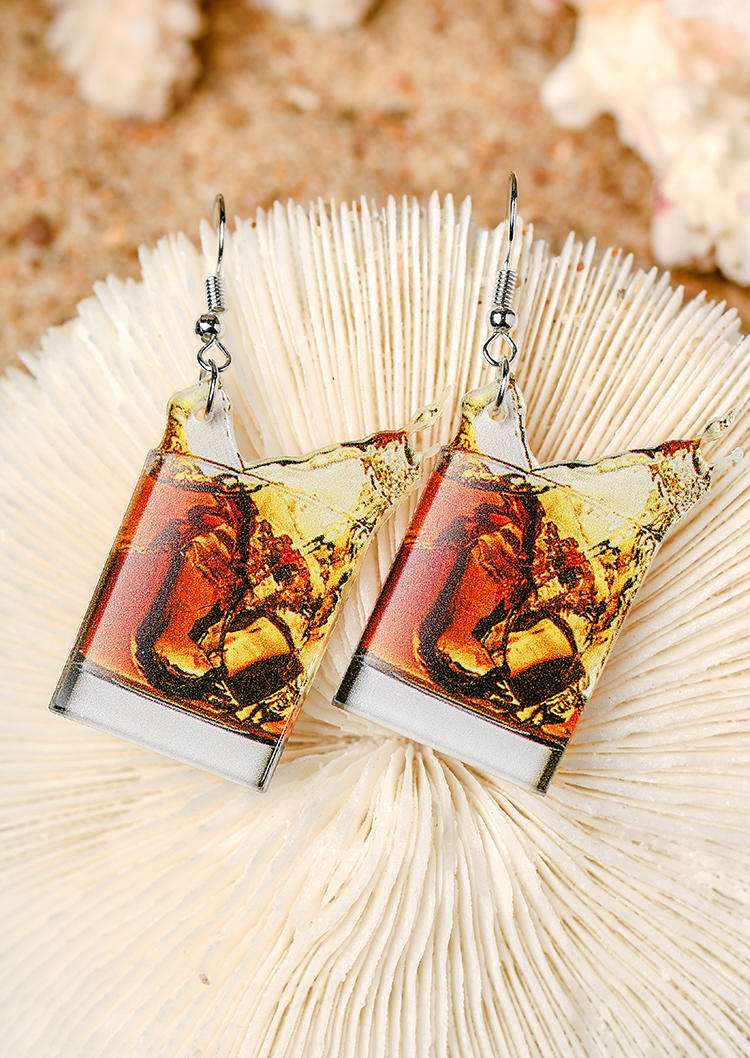 

Earrings Whisky Beer Acrylic Hook Earrings in Pattern1,Pattern2. Size