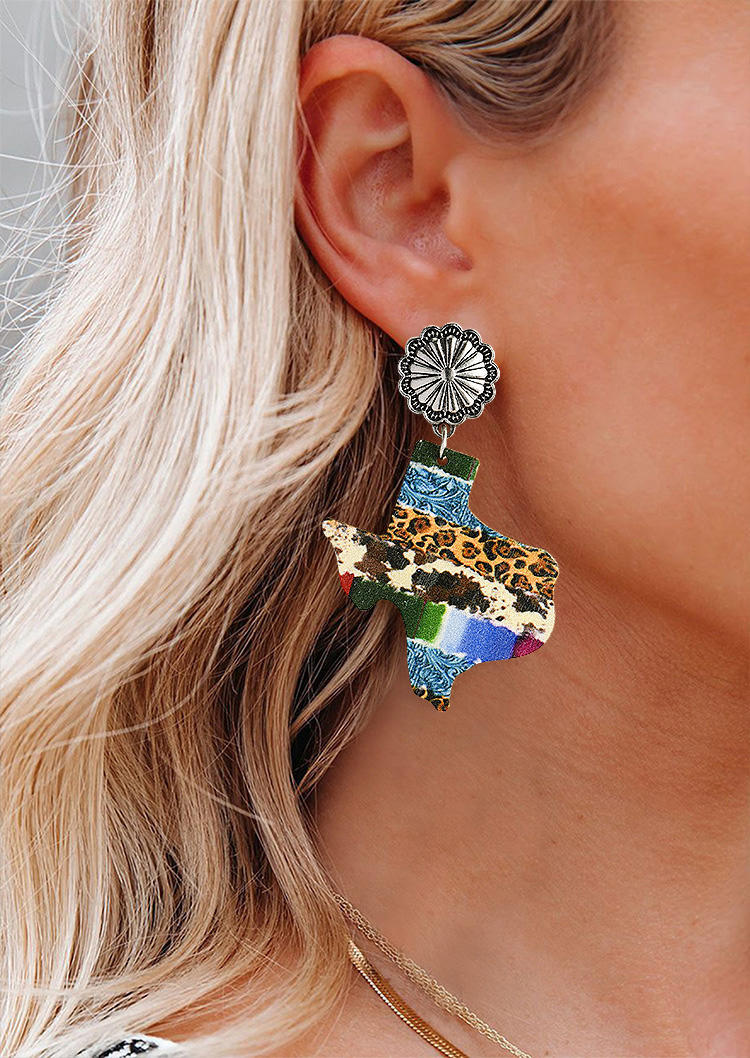 

Earrings Texas Leopard Floral Alloy Earrings in Multicolor. Size